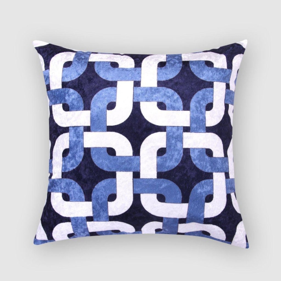 Trellis Crushed Velvet Cushion Cover (Blue, 16in x 16in)