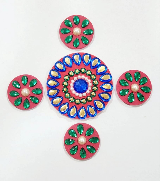 Red Floating Rangoli with 4 Siders