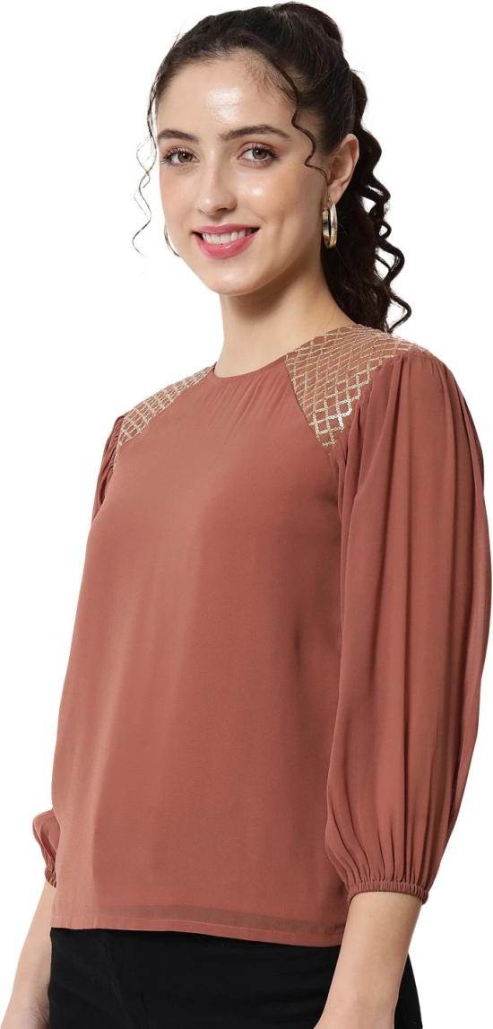 ALL WAYS YOU Women Top Georgette fabric  Brown XS