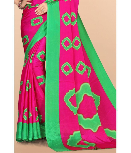 LEELAVATI - Pink Crepe Saree With Blouse Piece ( Pack of 1 ) - Pink