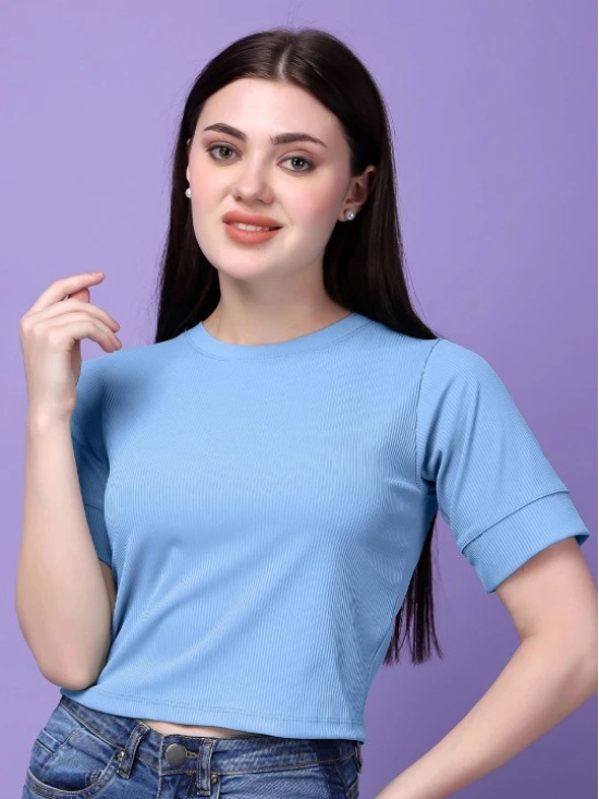 Self Design Round Neck Short Sleeves Cotton Top