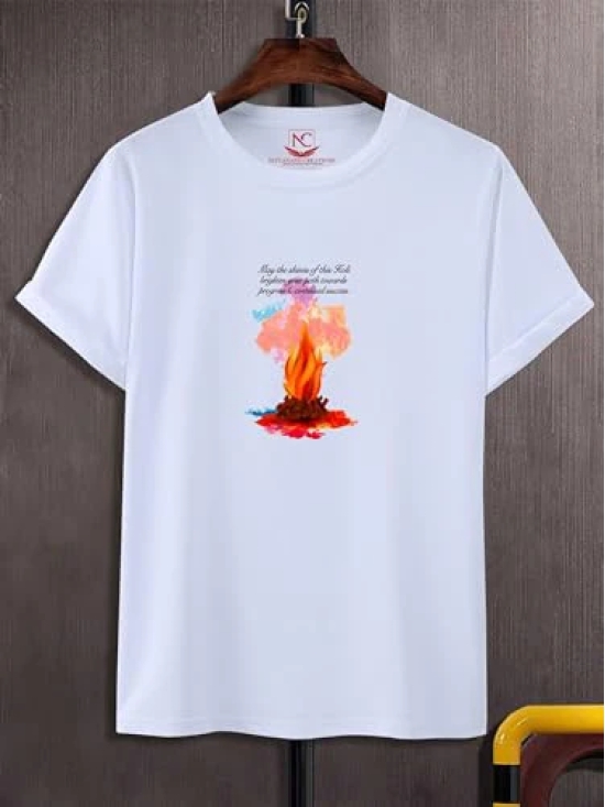 NITYANAND CREATIONS Round Neck White Holi T-Shirt for MEN-HOLI-T-SHIRT-11502-S