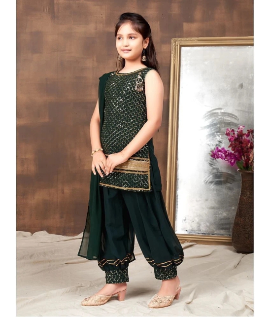 Aarika Dark Green Georgette Girls Suit Sets ( Pack of 1 ) - None