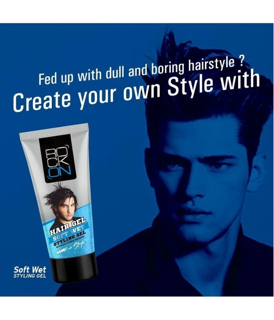 ROCK ON Soft Wet Styling Hair Gel (2 x 60g) + Hard Hold Styling Hair Gel ( 2 x 60g) Hair Gel (240g)