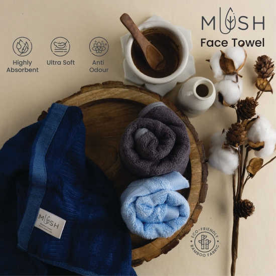 Mush 100 Bamboo Face Towel  Ultra Soft Absorbent  Quick Dry Towels for Facewash Gym Travel  Suitable for SensitiveAcne Prone Skin  13 x 13 Inches  500 GSM Pack of 3- Grey-Mush 100% Bamboo Face To