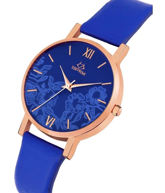 Septem Blue Leather Analog Womens Watch