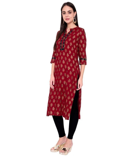 GOD BLESS Maroon Rayon Straight Kurti - Single - XXL