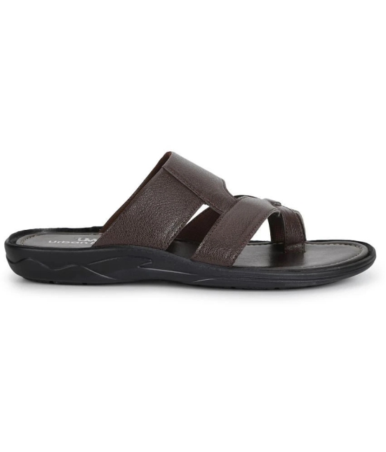 UrbanMark Brown Mens Thong Flip Flop - None