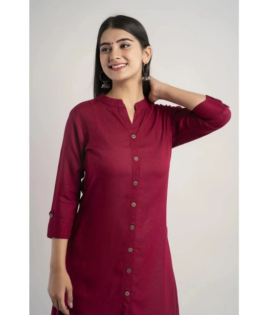 MAUKA - Maroon Rayon Womens A-line Kurti ( Pack of 1 ) - None