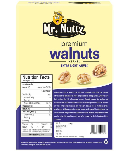 Mr.Nuttz California Extra Light Halves Walnut Kernels 400g (Pack of 2-200g Each)