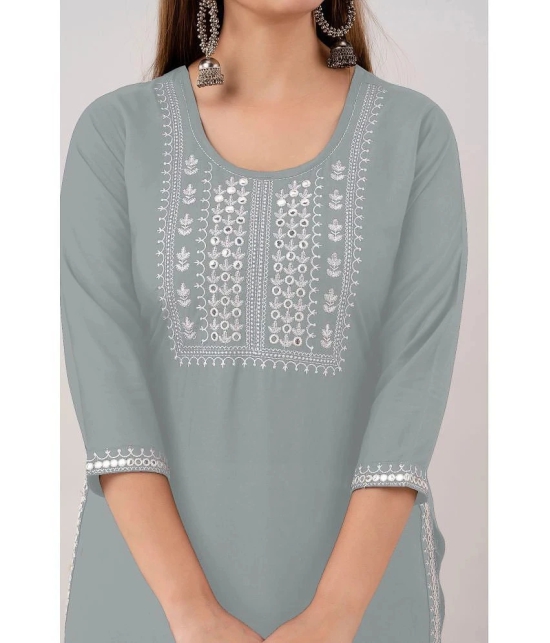 Kapadia - Grey Rayon Womens Straight Kurti ( Pack of 1 ) - None