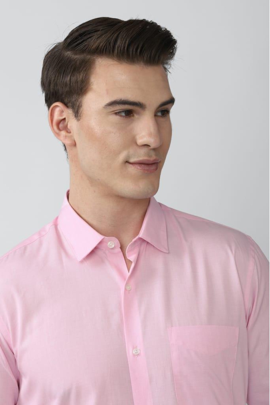 Men Pink Regular Fit Formal Full Sleeves Formal Shirt