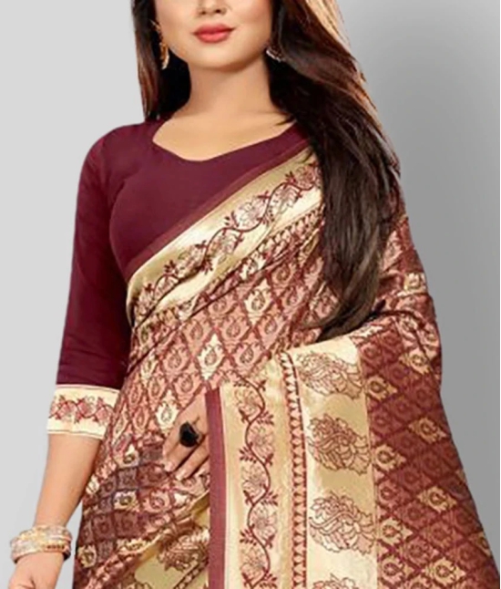 Gazal Fashions - Multicolor Banarasi Silk Saree With Blouse Piece (Pack of 1)