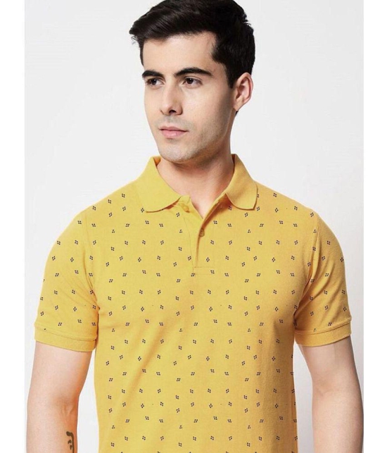 ADORATE Cotton Blend Regular Fit Printed Half Sleeves Mens Polo T Shirt - Mustard ( Pack of 1 ) - None