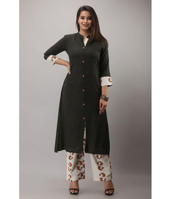 MAUKA Rayon Solid Kurti With Palazzo Women''s Stitched Salwar Suit - Black ( Pack of 1 ) - None