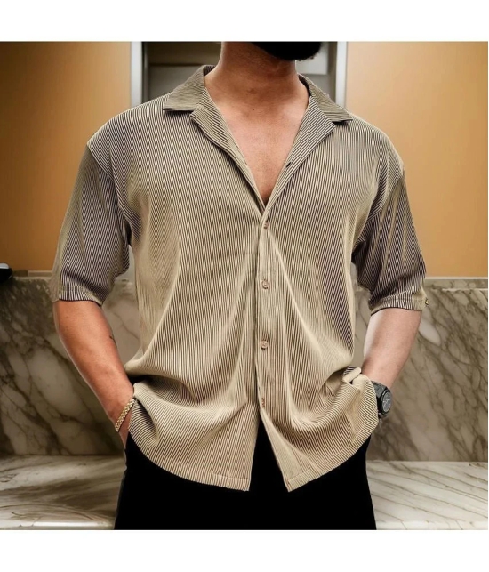 clafoutis Cotton Blend Regular Fit Solids 3/4th Sleeves Mens Casual Shirt - Beige ( Pack of 1 ) - None