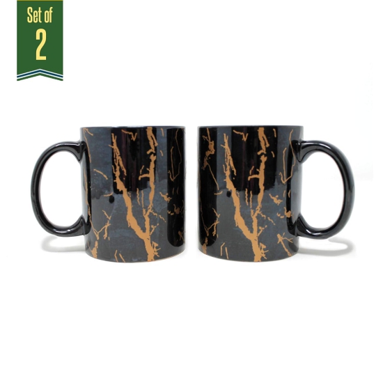 The Earth Store Black Copper Pipe Coffee Mug Set of 2, Handmade Ceramic Mugs, Microwave Safe Black Color Mugs,for Tea Coffee, Black Tea Cups