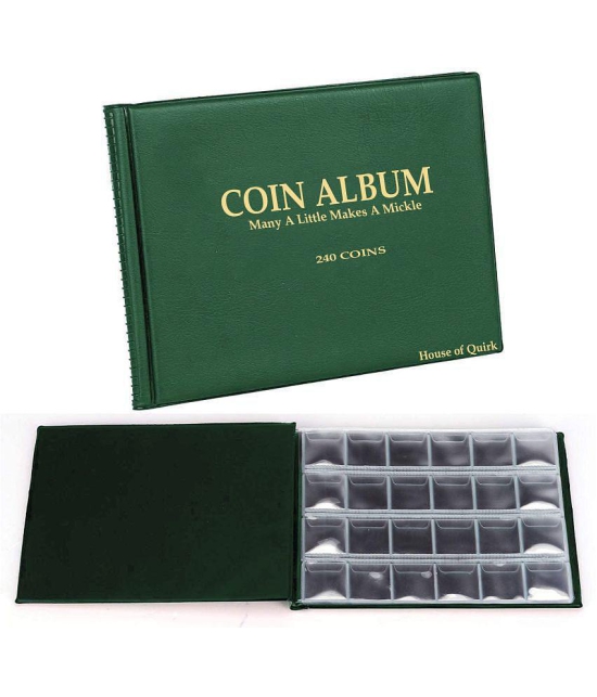 House of Quirk 240 Pockets Coin Holder Collection Coin Storage Album Book for Collectors, Money Penny Pocket (Blue)