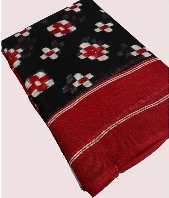 Bhuwal Fashion Cotton Printed Saree With Blouse Piece - Black ( Pack of 1 ) - Black