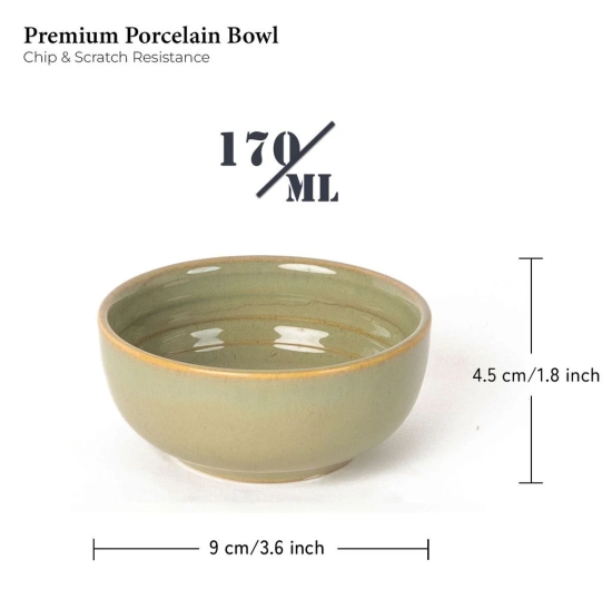 Handcrafted Chip Resistance Porcelain Dinner Set, 8 Pieces Serving for 4, Microwave and Dishwasher Safe, Bone-ash Free, Crockery Set for Dining and Gifting, Olive Green