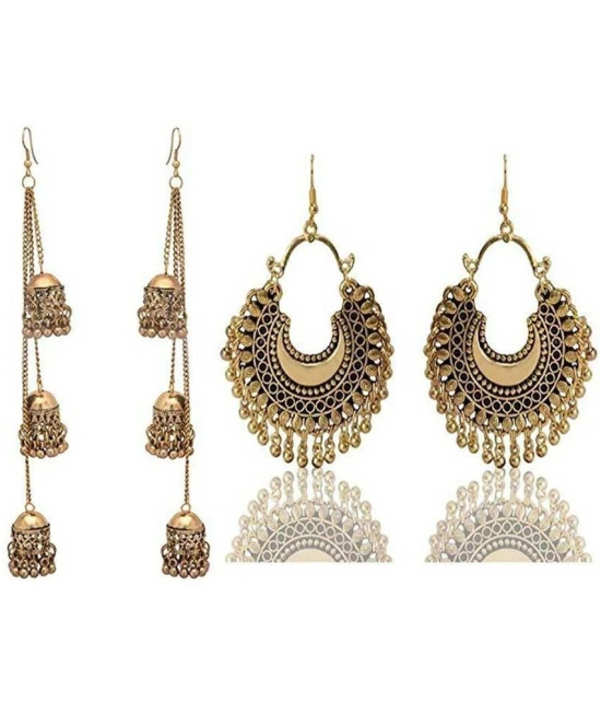 Samridhi DC Golden Jhumki Earrings ( Pack of 2 ) - Golden