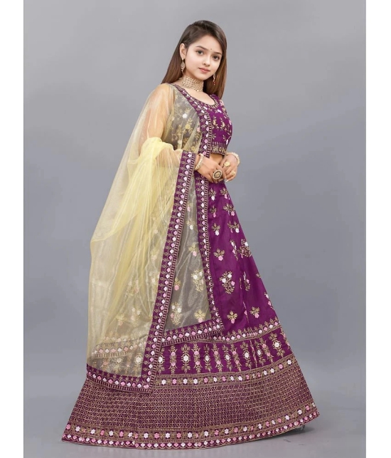 Apnisha Purple Silk Girls Lehenga Choli Set ( Pack of 1 ) - None