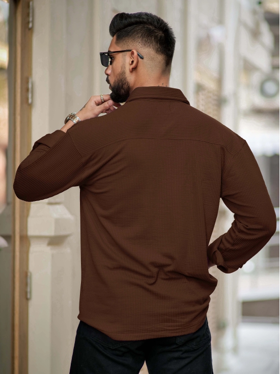 Elliot Cargo Knit Brown Lycra Shirt-L / Brown