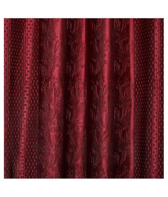 Veronica Deco Set of 2 Door Blackout Room Darkening Eyelet Poly Cotton Curtains Maroon - Maroon