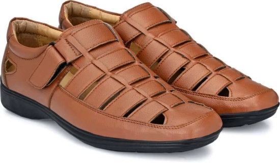 WUGO::Latest Stylish Men Faux Leather Sandals|Solid Outdoor Sandal For Mens & Boys (Free Home Delivery)