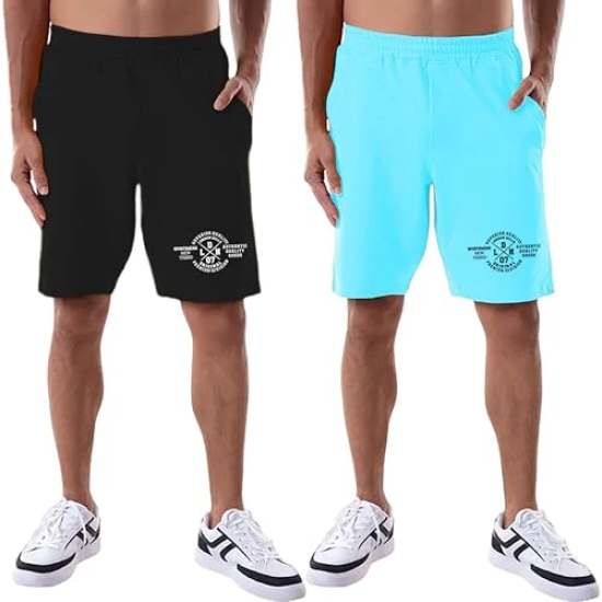 London Hills Mens Shorts Cotton Blend Shorts with Side Pockets | Shorts for Mens | Mens Cotton Shorts | shorts for men combo (Pack of 2)