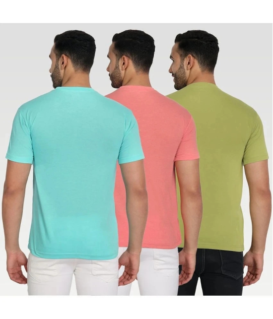 Zeffit - Multicolor Cotton Blend Regular Fit Mens T-Shirt ( Pack of 3 ) - None