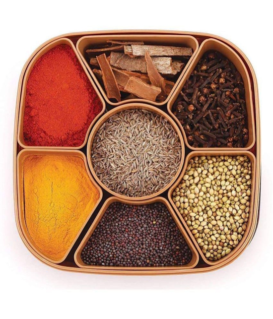 NA - SQUARE MASALA BOX Plastic Assorted Spice Container ( Set of 1 ) - Assorted