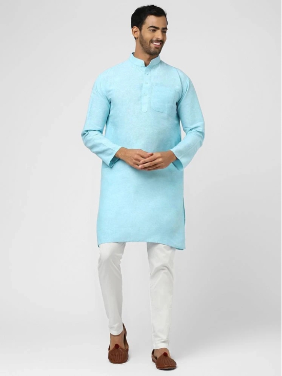 DESHBANDHU DBK - Turquoise Cotton Blend Mens Regular Kurta ( Pack of 1 ) - None