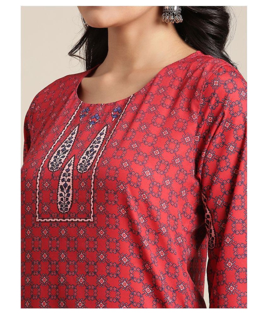 KSUT Red Viscose Straight Kurti - Single - S