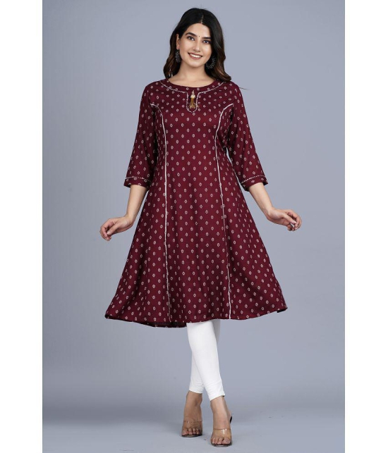 Smien - Maroon Rayon Womens A-line Kurti ( Pack of 1 ) - None