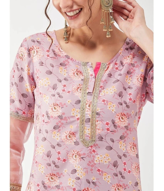 Pannkh - Pink Art Silk Womens Straight Kurti ( Pack of 1 ) - None