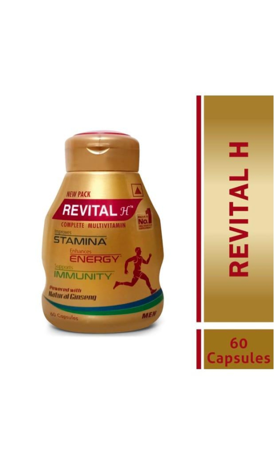 Revital H Men Multivitamin with Calcium, Zinc & Ginseng for Immunity, Strong Bones & Energy 60caps