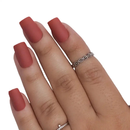 MATTE SQUARE NAILS (NAIL KIT INCLUDED)-pastel Red