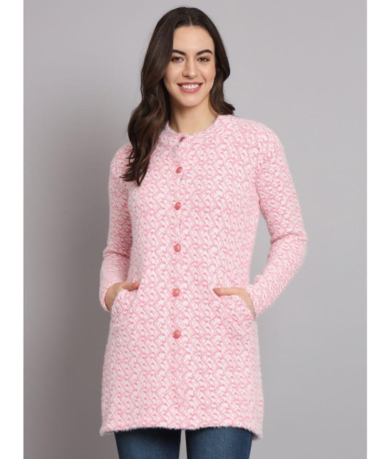 eWools.in Woollen Round Neck Women''s Buttoned Cardigans - Pink ( ) - None