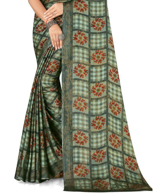 LEELAVATI - Green Chiffon Saree With Blouse Piece ( Pack of 1 ) - Green