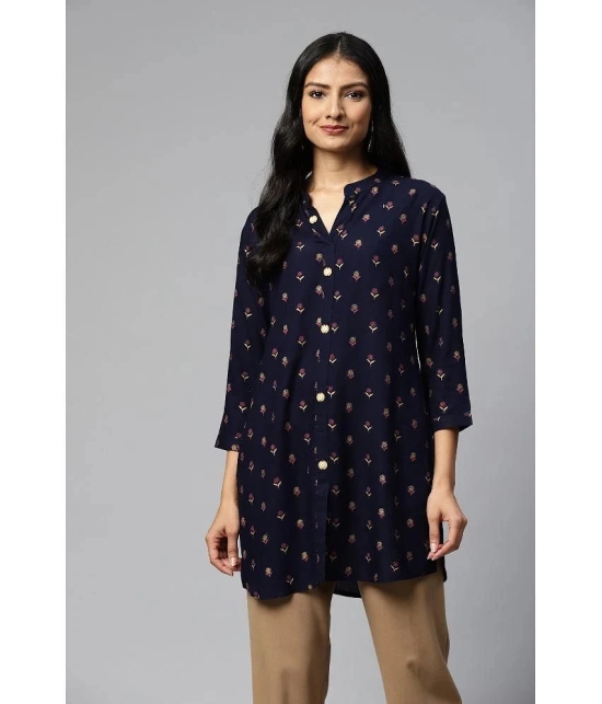 JC4U - Navy Blue Rayon Womens Straight Kurti ( Pack of 1 ) - None