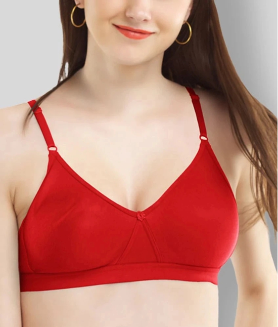 Madam Pack of 1 Cotton Non Padded Womens T-Shirt Bra ( Red ) - 30B