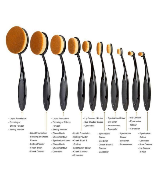 FOK Premium Quality Oval Makeup Brush kit - Beauty Blender Foundation Brush,Concealer Brush Set of 10