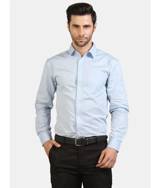 Life Roads 100 Percent Cotton Blue Solids Party wear Shirt Single Pack - None