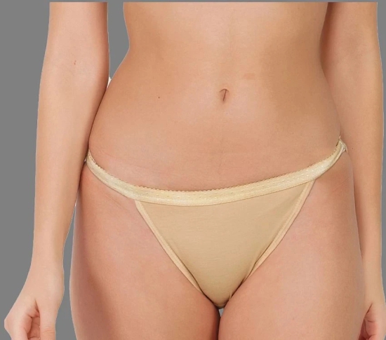 Madam - Beige Cotton Solid Womens No Panty Line ( Pack of 1 ) - None