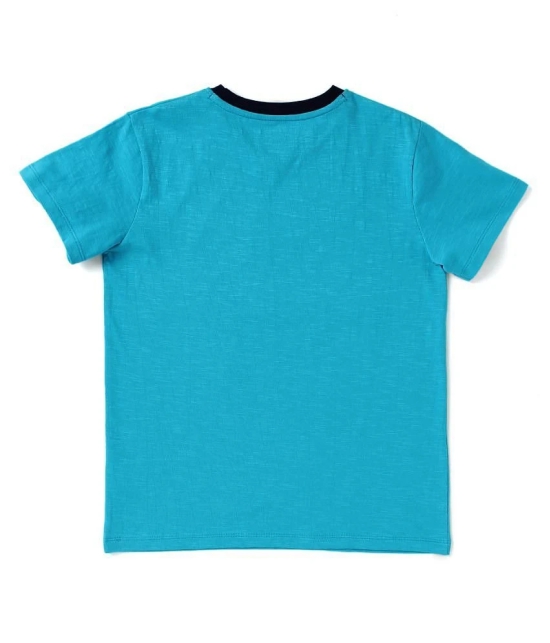 Cub McPaws Boys Printed Cotton Jersey T Shirt (Aqua, Pack of 1) - None