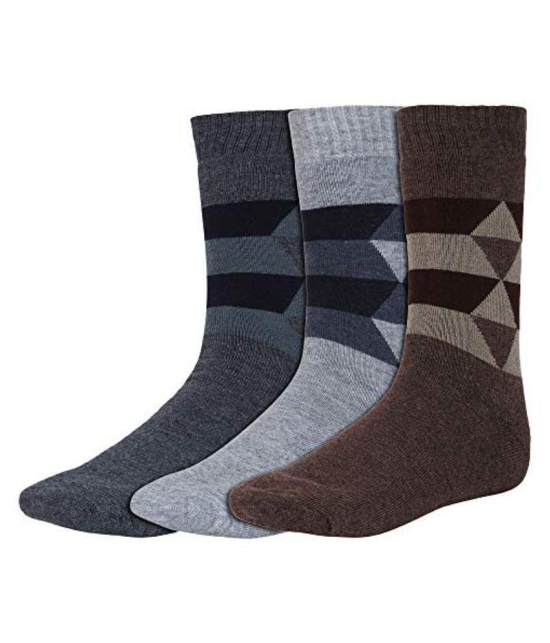 Creature - Woollen Men's Printed Multicolor Mid Length Socks ( Pack of 3 ) - Multicolor