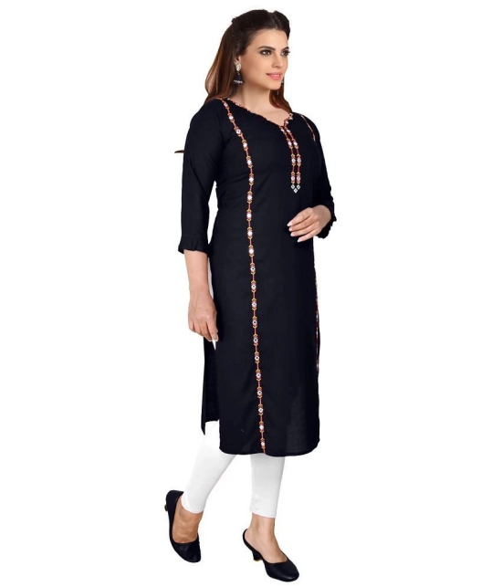 Kapadia - Black Rayon Womens Straight Kurti ( Pack of 1 ) - None