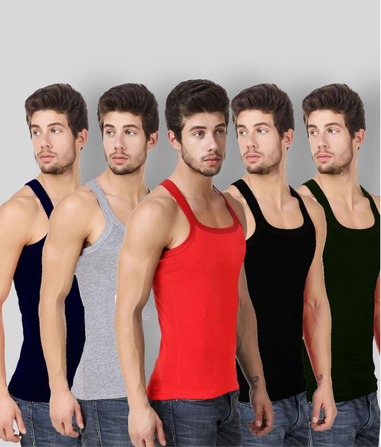 HAP - Multicolor Cotton Blend Men's Vest  ( Pack of 5 ) - XL