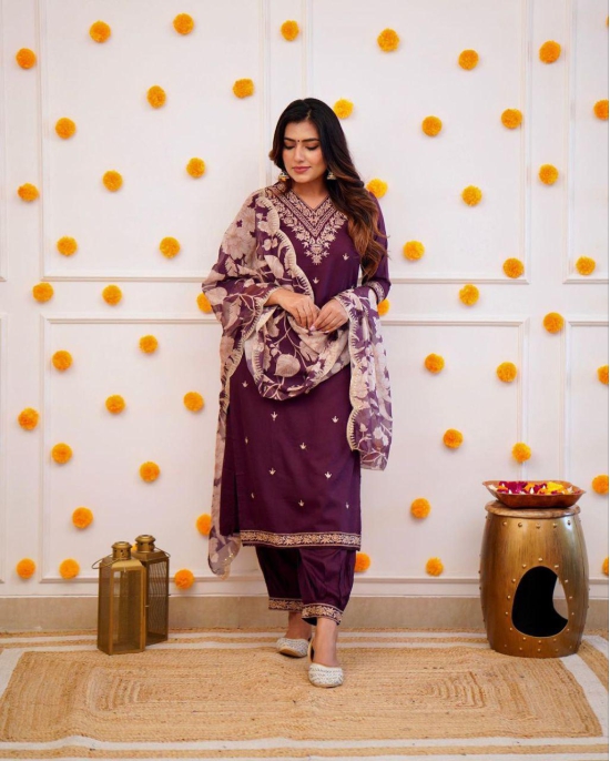 Buy Maroon Embroidery Afghani Salwar Suit Set M Online | Khojle by Jagran